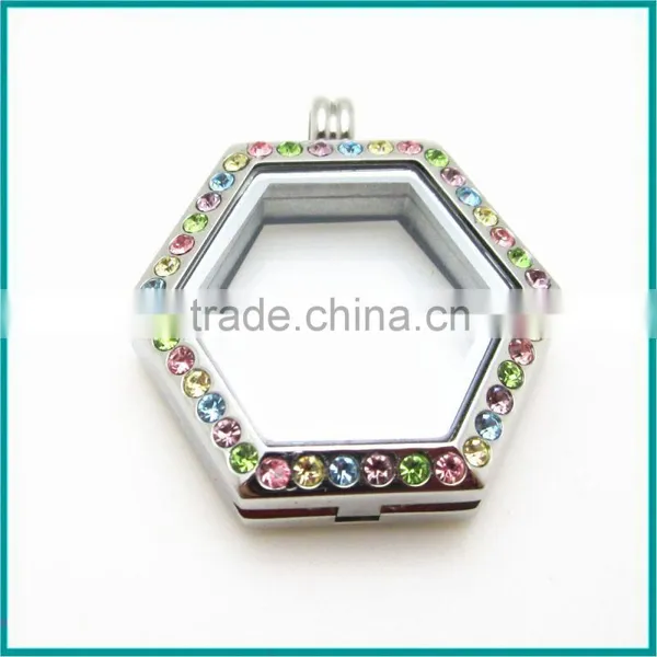 Colorful Crystal Lockets Floating Charm