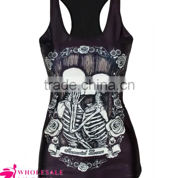 Wholesale Immortal Lovers Printed Black Women Tank Top Manufacturer BX042 photo-2