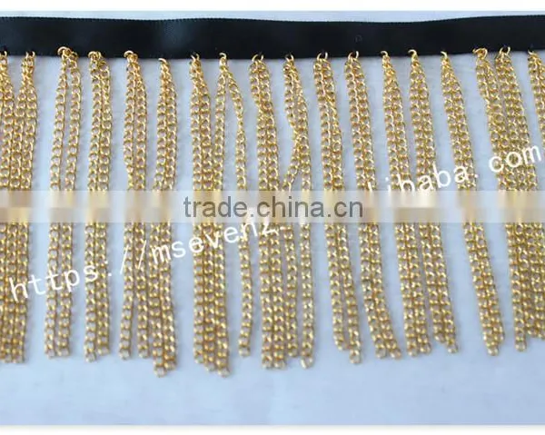 Fashion Look 8cm Width Ribbon Gold/silver Fringe Metal Trim for Bags photo-3