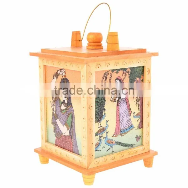 Jaipur Rajasthan Wooden Handicraft Home Decor Larnten HANGING Lamp SHOWPIECE photo-5