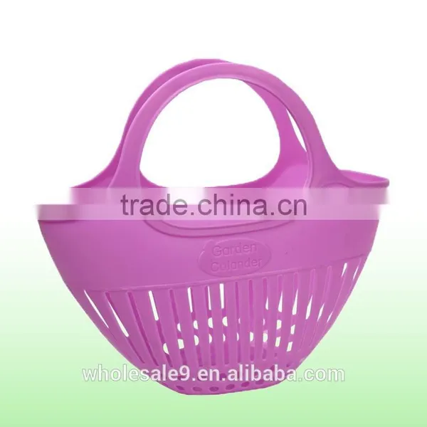Plastic Storage Basket Fruit Vegetables Shopping Picnic Bin With Handles 2 Sizes photo-5