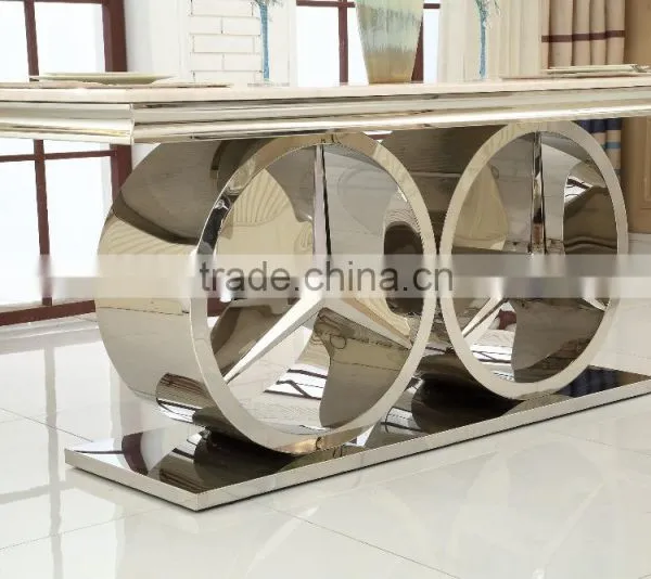 2016 Luxury Stainless Steel Dining Table/ Elegant Marble Dining Table for Wholesale AH068 photo-6