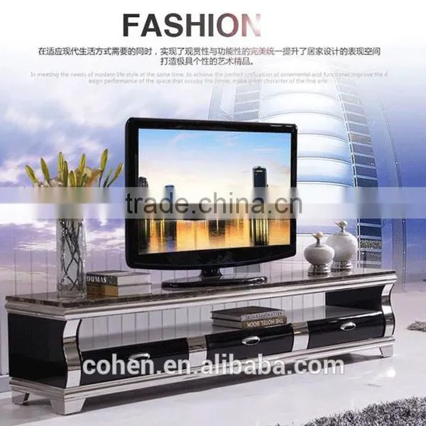 Hot Selling Royal Luxury High Gloss Stainless Steel TV Stand/cabinet Design E1073 Black photo-5