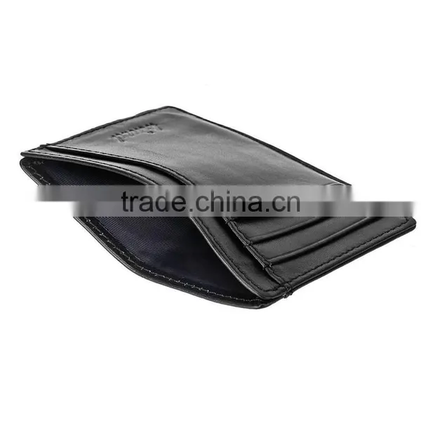TIANHOOO Black 100% Soft Sheepskin Genuine Leather Credit Card Holder photo-5