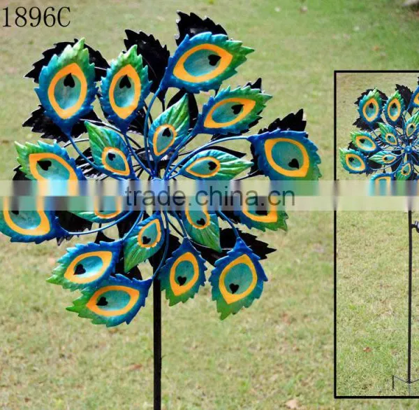 Factory Made Out Door Solar Power Metail Wind Spinner Garden Stake for Garden Decoration photo-4