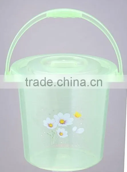 Round Semitransparent Plastic Bucket/waterpot With Carry Hand and Lid photo-3
