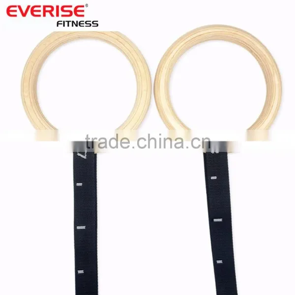 Wooden Gymnastic Rings With Gym Wrist Straps and Adjustable Strap Buckle for Crossfit photo-4