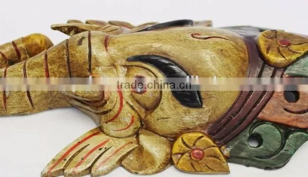 Hand Crafted Wooden Mask of Hindu Lord Ganesh Wall Hanging Made In Nepal photo-3