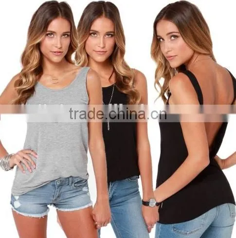 Fashion Women Summer Backless Vest Blouse Casual Sleeveless Tank Top T-Shirt photo-3