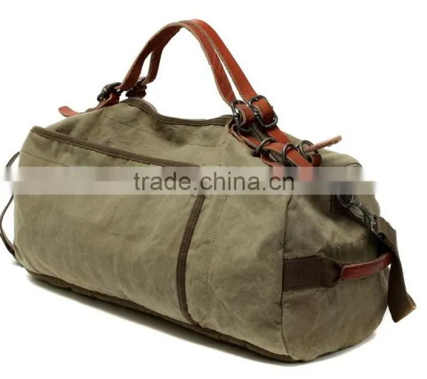 Unisex Vintage Casual Cotton Canvas Leather Haversack Shoulder Bag Travel Bag Weekend Bag Duffle Bag Travel Overnight Bag,For M