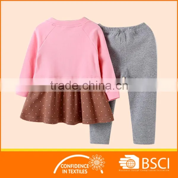 Long Sleeve Rib Shirt With Skirt+ Legging Baby Girl Outfit 2 Pcs Clothing Set photo-2