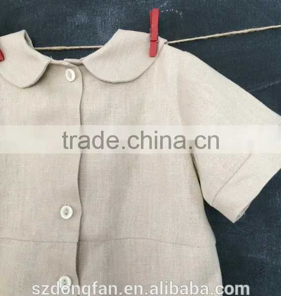 Boys Linen Romper Infant Baby Linen Jon Jon Shortall Toddler Baptism Outfit photo-4