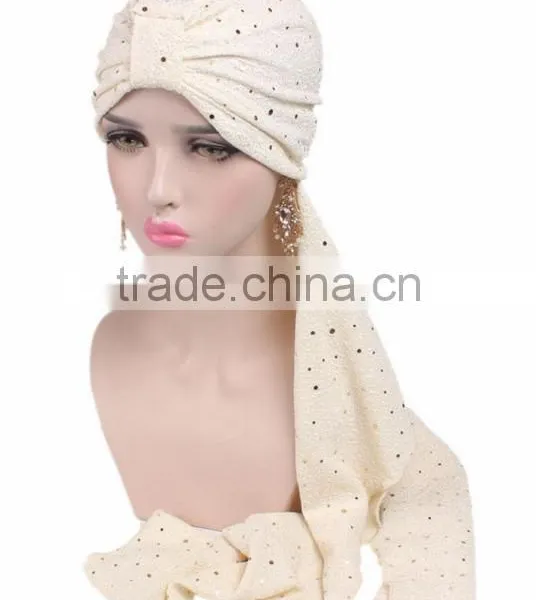 New Sequins Arabic Headscarf Hat Hat Scarf One Hat Muslim Hat photo-4