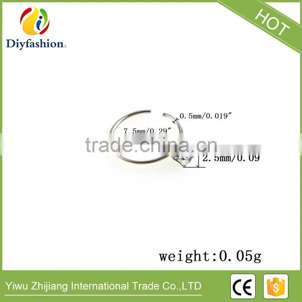 Hot Sell Stainless Steel Round Zircon Nose Ring With Plastic Box photo-3