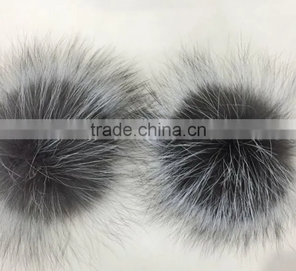 YR1042 Real Silver Fox Fur Pom Pom for Shoes Decorations photo-2