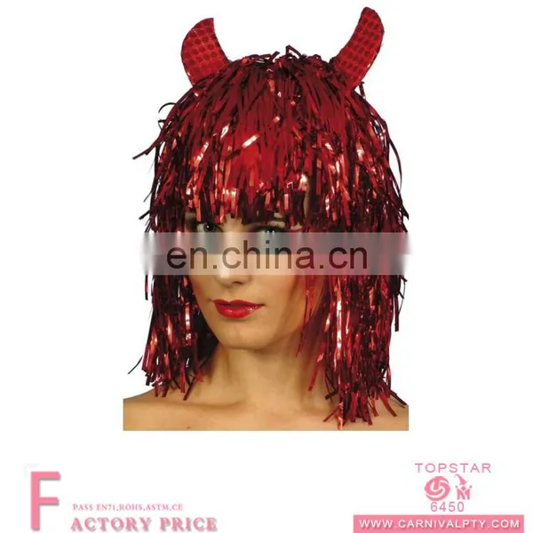 Women PVC Material Red Human Hair for Halloween Night Party Supplies photo-2