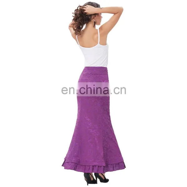Belle Poque Women Vintage Retro Victorian Style High Stretchy Ruffled Fishtail Mermaid Long Skirt Women Sexy Skirts BP000204-4 photo-5