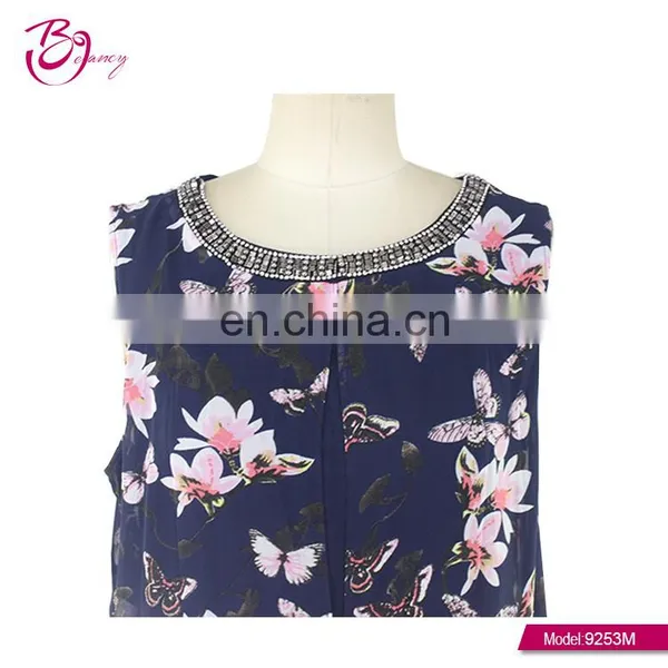 2017 New Woman Clothing European Style Sleeveless Embroidered Neck Blouse For Middle Age Woman photo-4