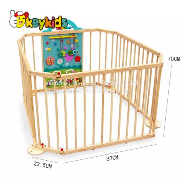 Customize safety playpen wooden baby play yard with activity board W08E024