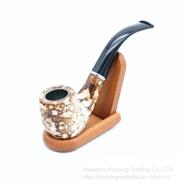 255mm Length Short Wooden Resin Medium Tobacco Pipe With Multi-color Round Head for Smoking photo-2