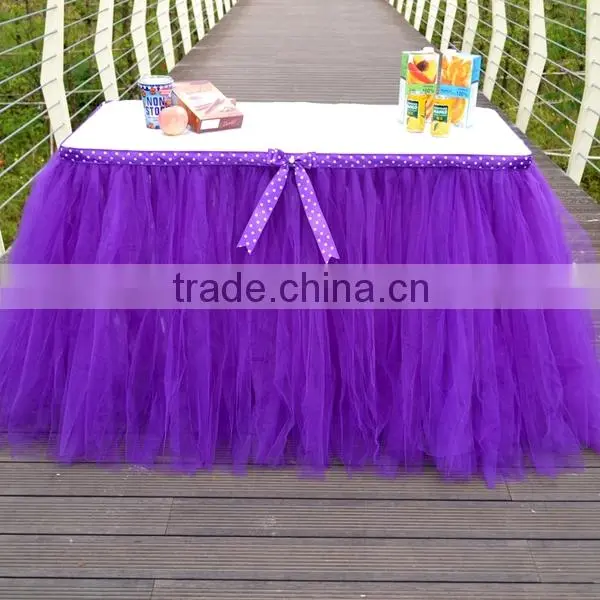 Slumber Party Tutu Tulle Table Skirt Cover Purple SD103 photo-2
