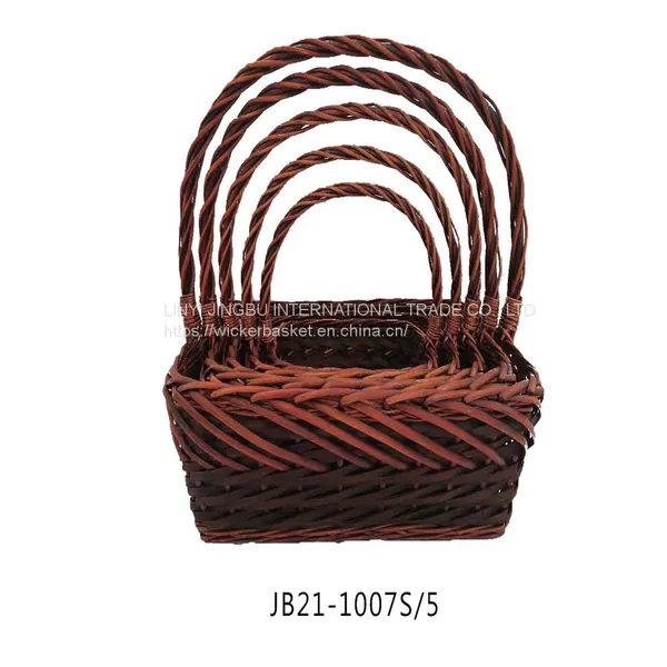Rattan Gift Basket Made in China Fruit Container Flower Basket for Wedding