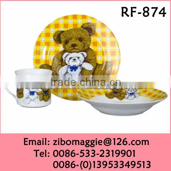 Wholesale Professional Porcelain Tableware for Children 3pcs Breakfast Set photo-5