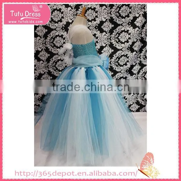 Pleated Skirt Royalblue Yarn Dress With Embroidered Rosette Waist Halloween Costume Gauze Dress Supplier's Choice photo-2