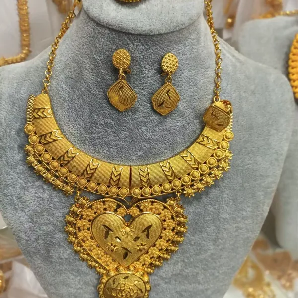 Mali 24K Dubai Gold Color Jewelry Set, African Bridal Wedding Jewelry Set for Women, Wholesale From 12 Pieces. photo-2