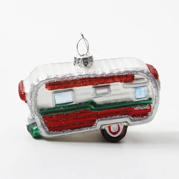 Wholesale Price OEM Manufacturer Personalized Xmas Hanging Ornaments Custom Hand-Painted Blown Glass Camping Car Christmas Tree Decorations Factory