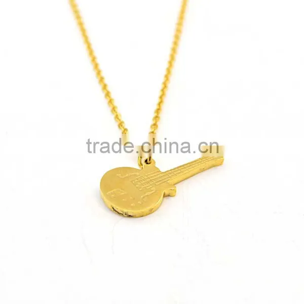 Stainless Steel Gold Necklace Designs in 10 Grams Guitar Pendant Necklace Supplier's Choice photo-2