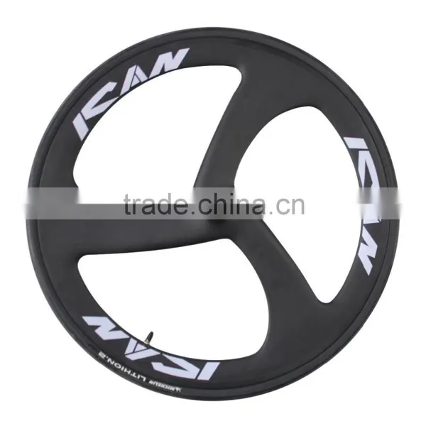2016 700C Road Bike Front 3 Spokes Clincher 3s Wheels Rear Carbon Clincher Disc Wheelset Fit for Road TT Bike photo-5
