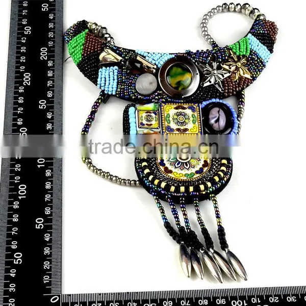 Factory Direct Sale Bohemian Pendant Applique/colorful Stones Collar Trimming for Decoration photo-2
