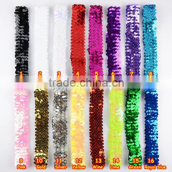 Fashion Kids Sequin Elastic Headband Toddler Headband Baby Glitter Hair Band Wh-1748