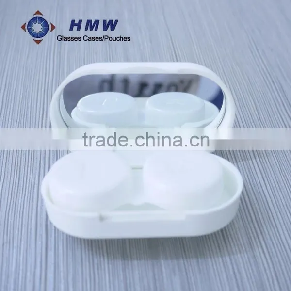 White Plastic Compact Contact Lens Case With Dual Box and Mirror for Eyewear photo-4