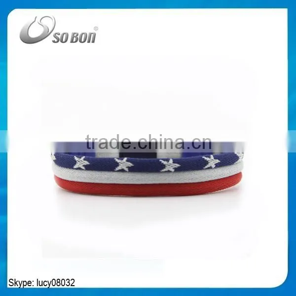 Wholesale Ajustable Wire Country Flags Silicone Bangle Man Hand Bracelet photo-2