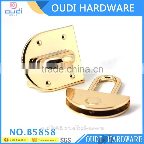 Fashion Handbag Lock Shiny Light Gold Metal Clip Bag Lock For Woman Bag photo-4