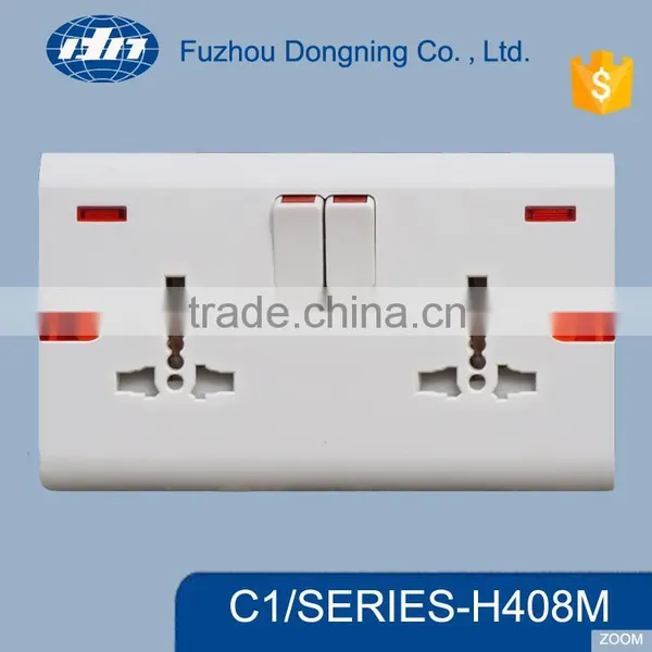 brushed electric power double MF socket/uk double socket 13a H408M