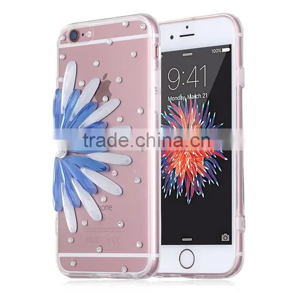 Diamonded Flower Back Cover Mobile Phon Soft TPU Case for Iphone 6/6s photo-3