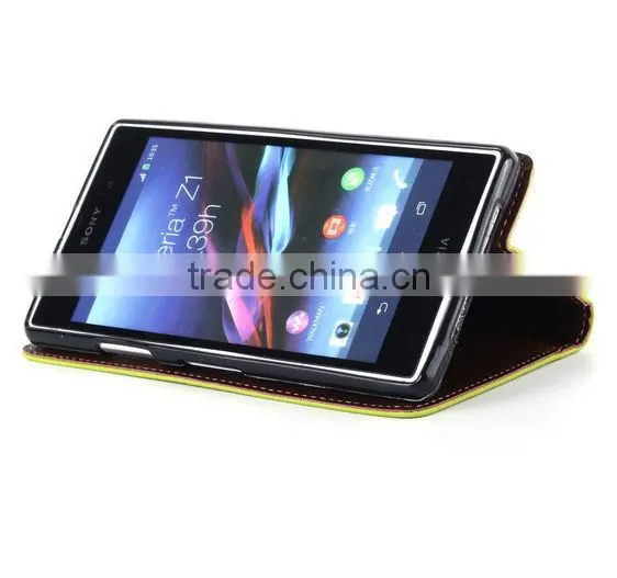 Newest Product Flip Hit Color Pattern Wallet Leaf Buckle Leather Case for Sony Xperia Z4 With Stand photo-3