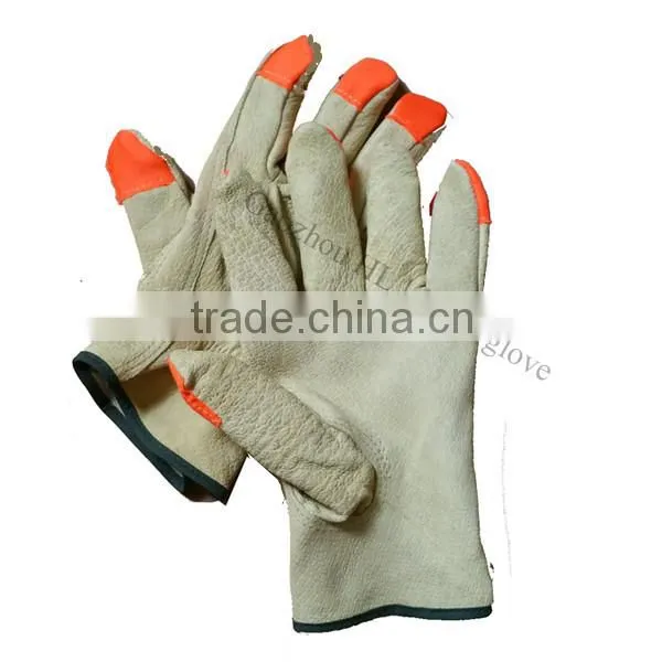 Top Grain Pigskin Leather Palm Driver's Glove With Hi-Vis Fabric