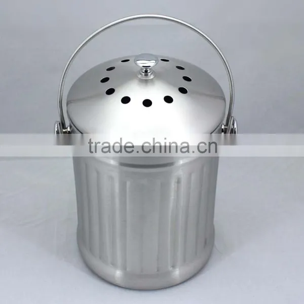 1.0 Gallon Stainless Steel Kitchen Compost Pail With Charcoal Filter photo-4