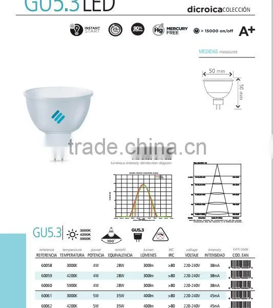 Led Bulb GU5 GU5.3 MR16 Lamp Spotlight Spot Light Bulb 4W Cheap Price 100 Degree CE RoHS Certificates 50mm 300LM photo-6