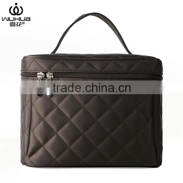 Classical and Quilted Nylon Stock Cosmetic Case With Mirror for Travel photo-5