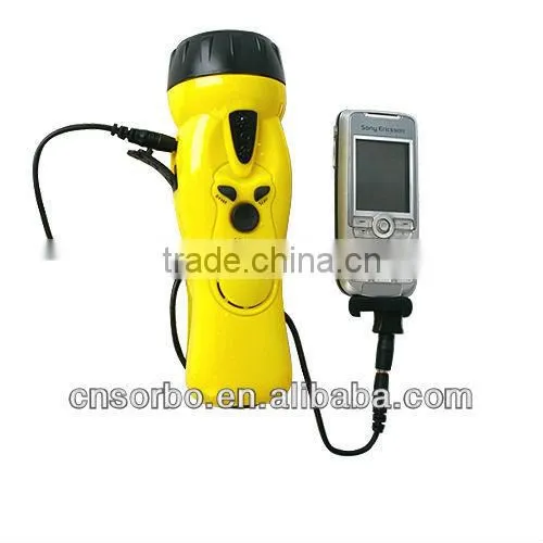 Salable Dynamo LED Hand Cranking Rechargeable Flashlight Emergency Powerful Flashlight With Radio photo-3