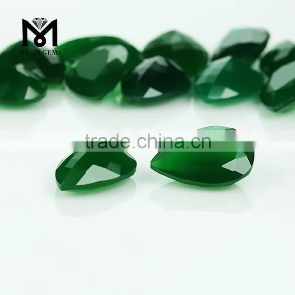 Loose Pear Machine Cut Natural Deep Green Agate Gemstone Price photo-5