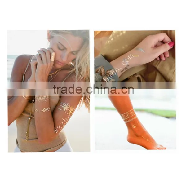 2016 Fashionable Waterproof Metallic Temporary Hand Tattoo Sticker photo-4