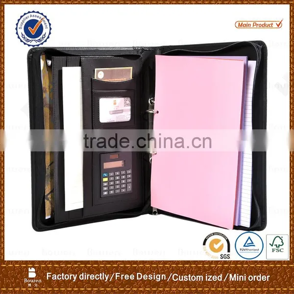 Black Leather Portfolio Folder/ Office Folder With Document Slot photo-2