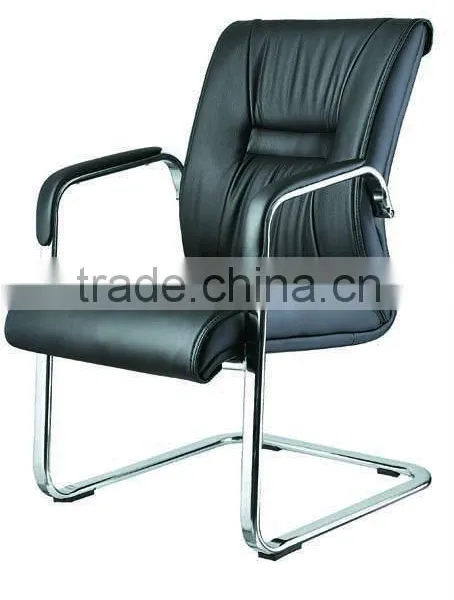 Chrome Fixed Chair Base With Wooden Armrest pu Leather Visitor Chair AH-154 photo-5