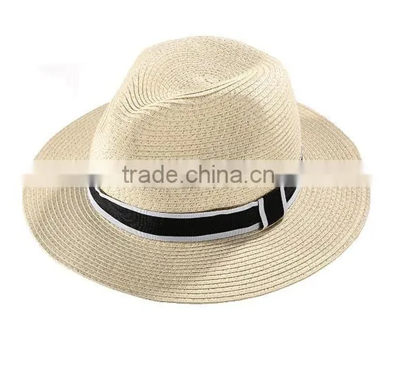 Black Ribbon Straw Fedora Hats, Fashion Panama Hats photo-3